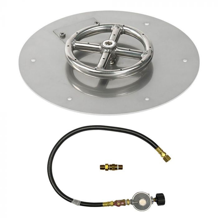 Round Stainless Steel Flat Pan with Match Lit Kit