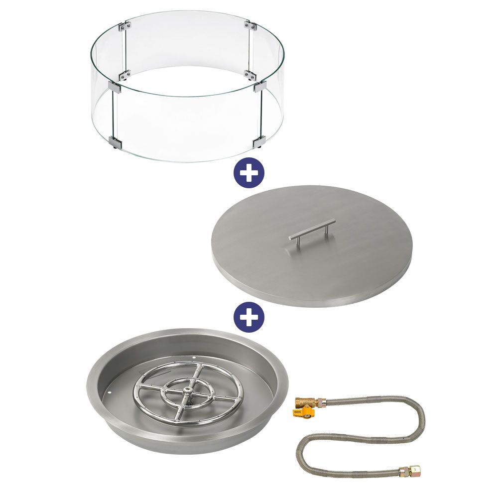 Round Stainless Steel Drop-In Pan with Match Lit Kit - Bundle