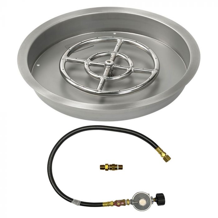 Round Stainless Steel Drop-In Pan with Match Lit Kit
