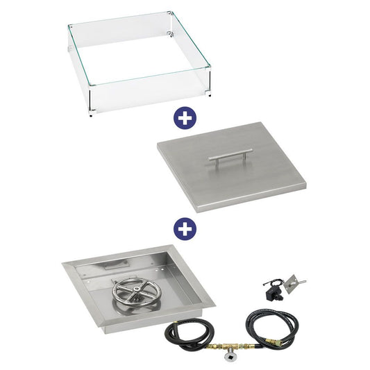 Square Stainless Steel Drop-In Pan with Spark Ignition Kit - Bundle