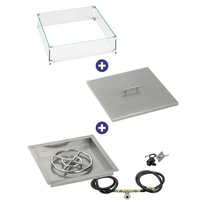 Square Stainless Steel Drop-In Pan with Spark Ignition Kit - Bundle