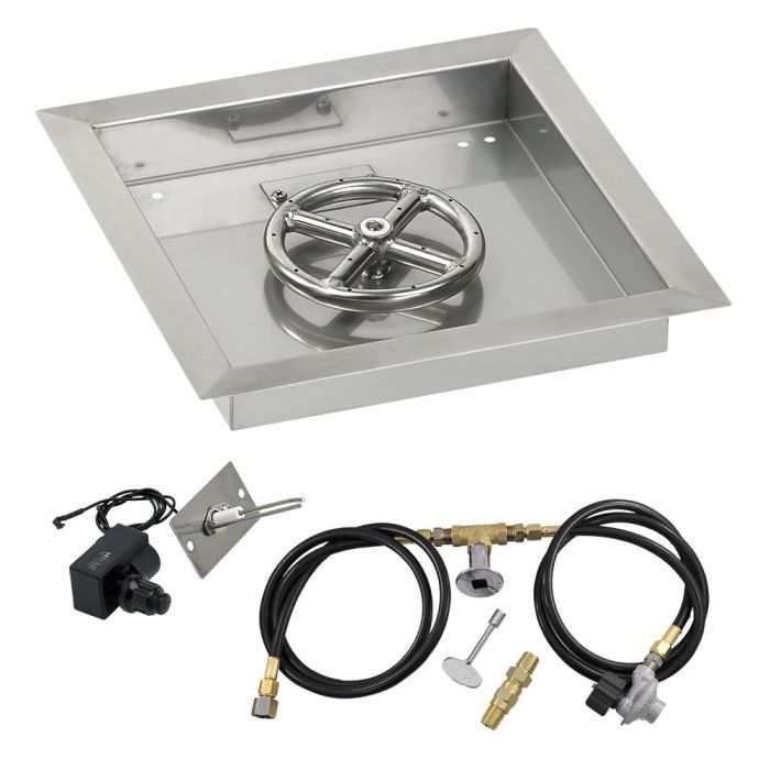 Square Stainless Steel Drop-In Pan with Spark Ignition Kit