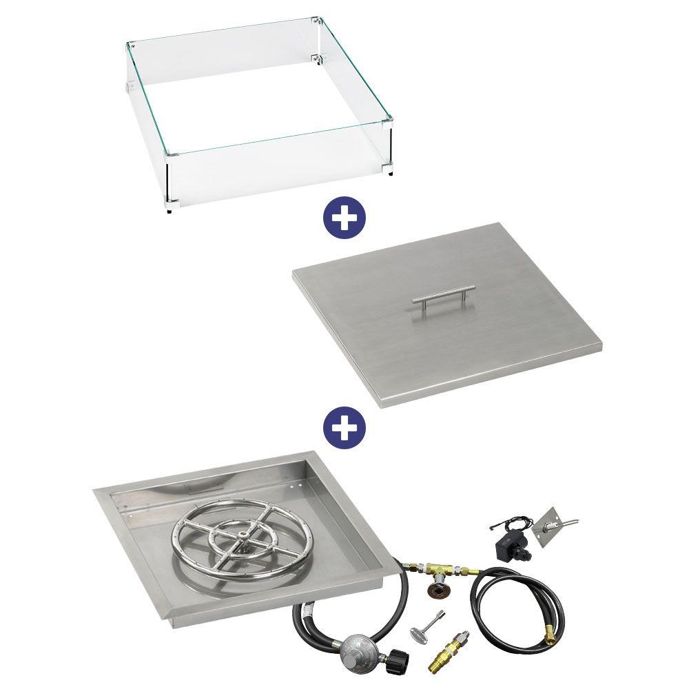 Square Stainless Steel Drop-In Pan with Spark Ignition Kit - Bundle