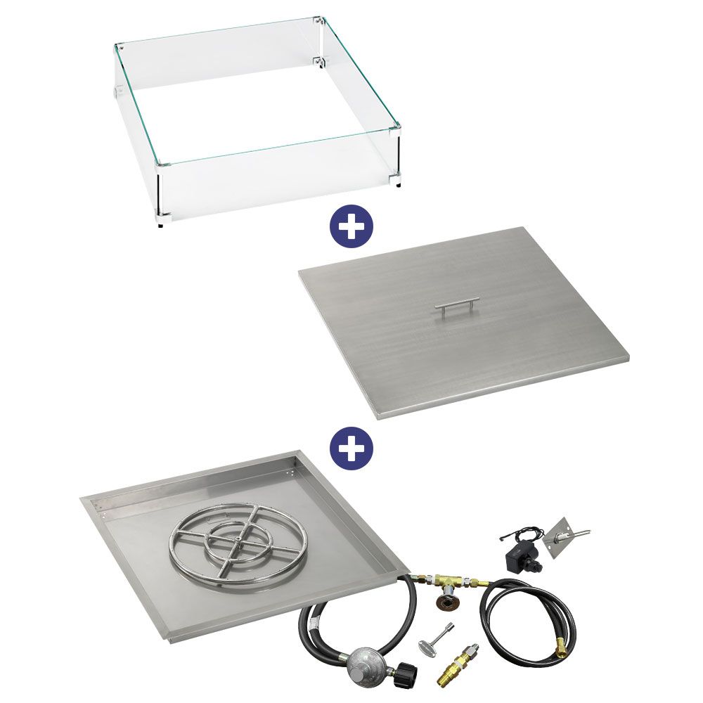 Square Stainless Steel Drop-In Pan with Spark Ignition Kit - Bundle