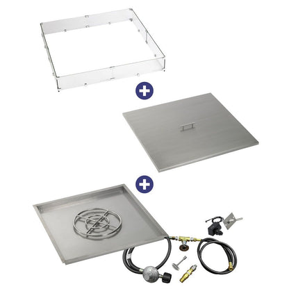 Square Stainless Steel Drop-In Pan with Spark Ignition Kit - Bundle