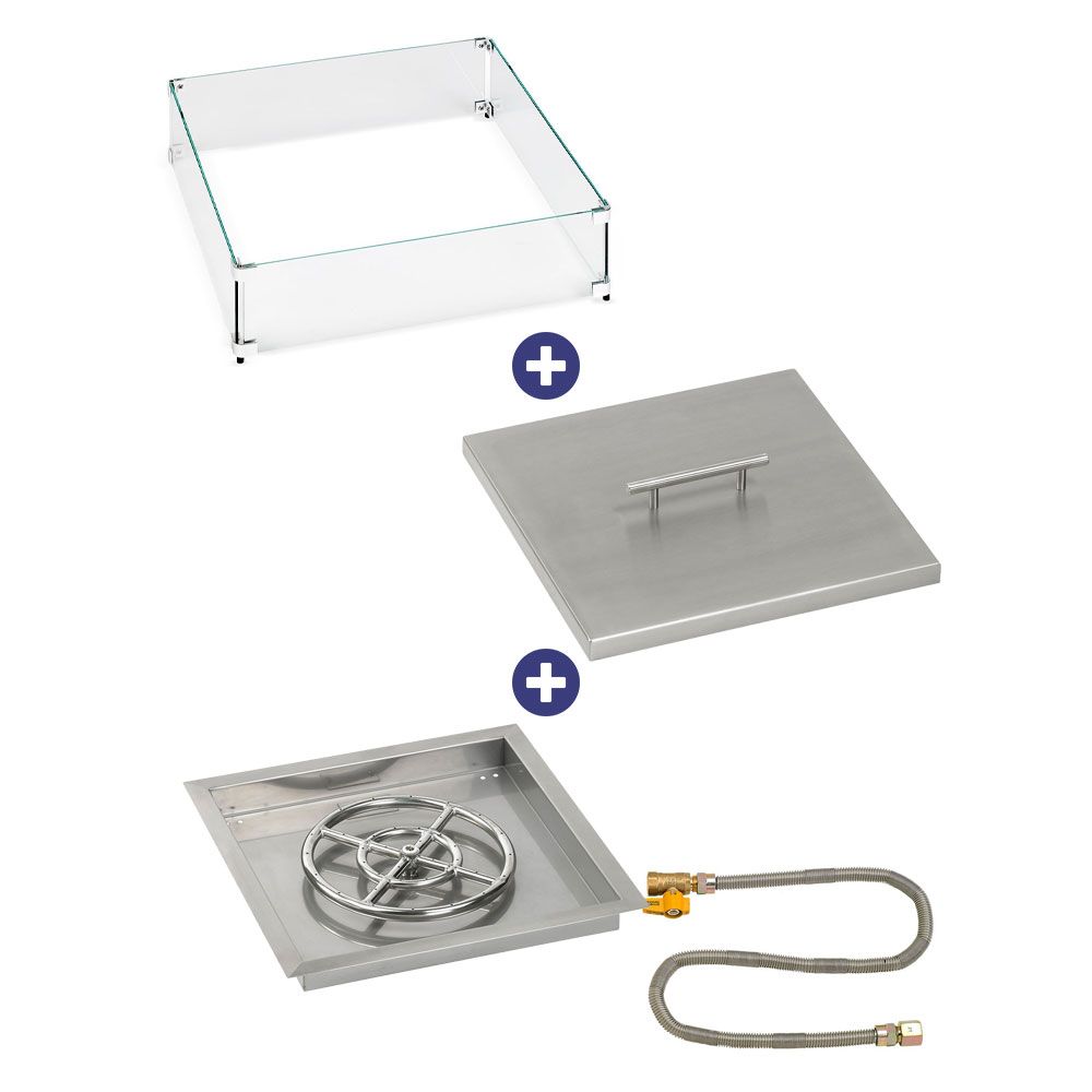 Square Stainless Steel Drop-In Pan with Match Lit Kit - Bundle