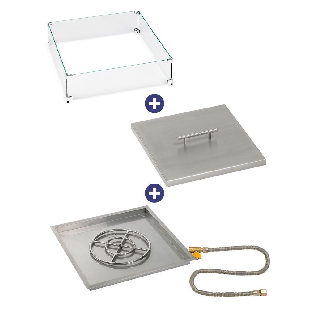 Square Stainless Steel Drop-In Pan with Match Lit Kit - Bundle