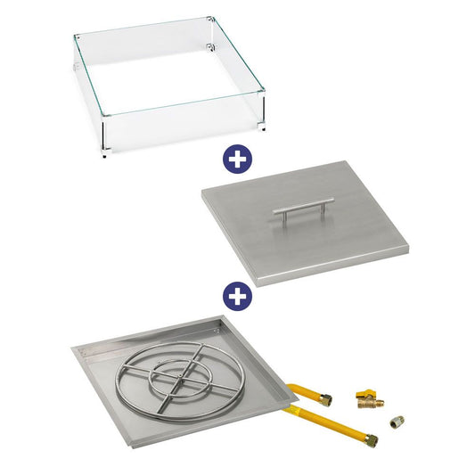 Square Stainless Steel Drop-In Pan with Match Lit Kit - High Capacity - Bundle
