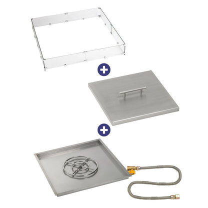 Square Stainless Steel Drop-In Pan with Match Lit Kit - Bundle