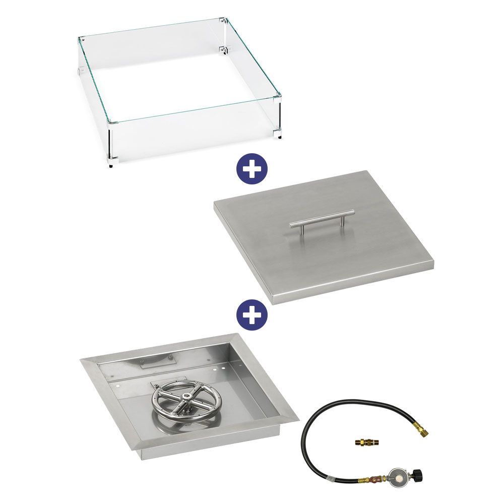 Square Stainless Steel Drop-In Pan with Match Lit Kit - Bundle