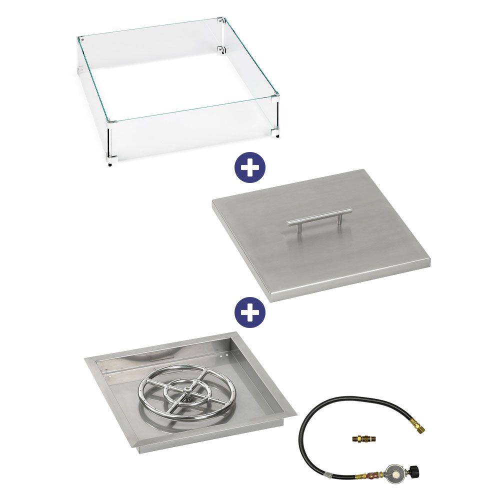 Square Stainless Steel Drop-In Pan with Match Lit Kit - Bundle