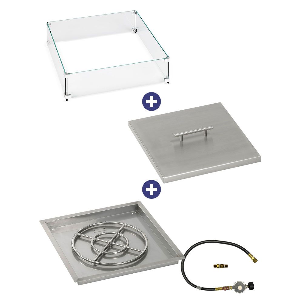 Square Stainless Steel Drop-In Pan with Match Lit Kit - Bundle