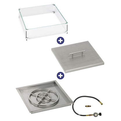 Square Stainless Steel Drop-In Pan with Match Lit Kit - Bundle
