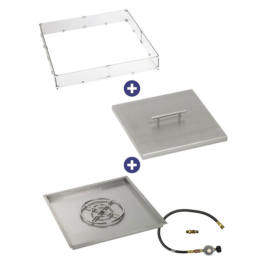 Square Stainless Steel Drop-In Pan with Match Lit Kit - Bundle