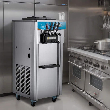 Stainless Steel Commercial 3-Flavor Soft Serve Ice Cream Machine Maker 21-31 L/H