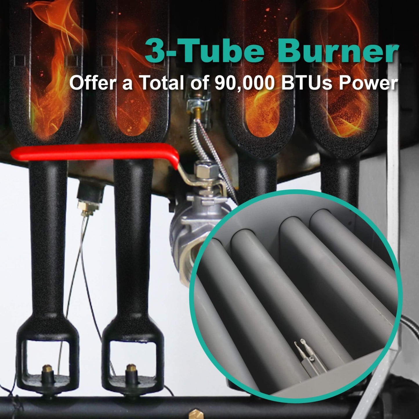 Stainless Steel Commercial 90K BTU 3-Burner Gas Liquid Propane Deep Fryer