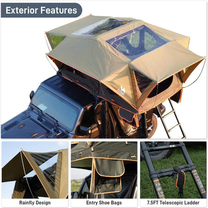 Naturnest Andromeda Green Soft Shell Rooftop Tent With Large Panoramic Skylight & YKK Doors