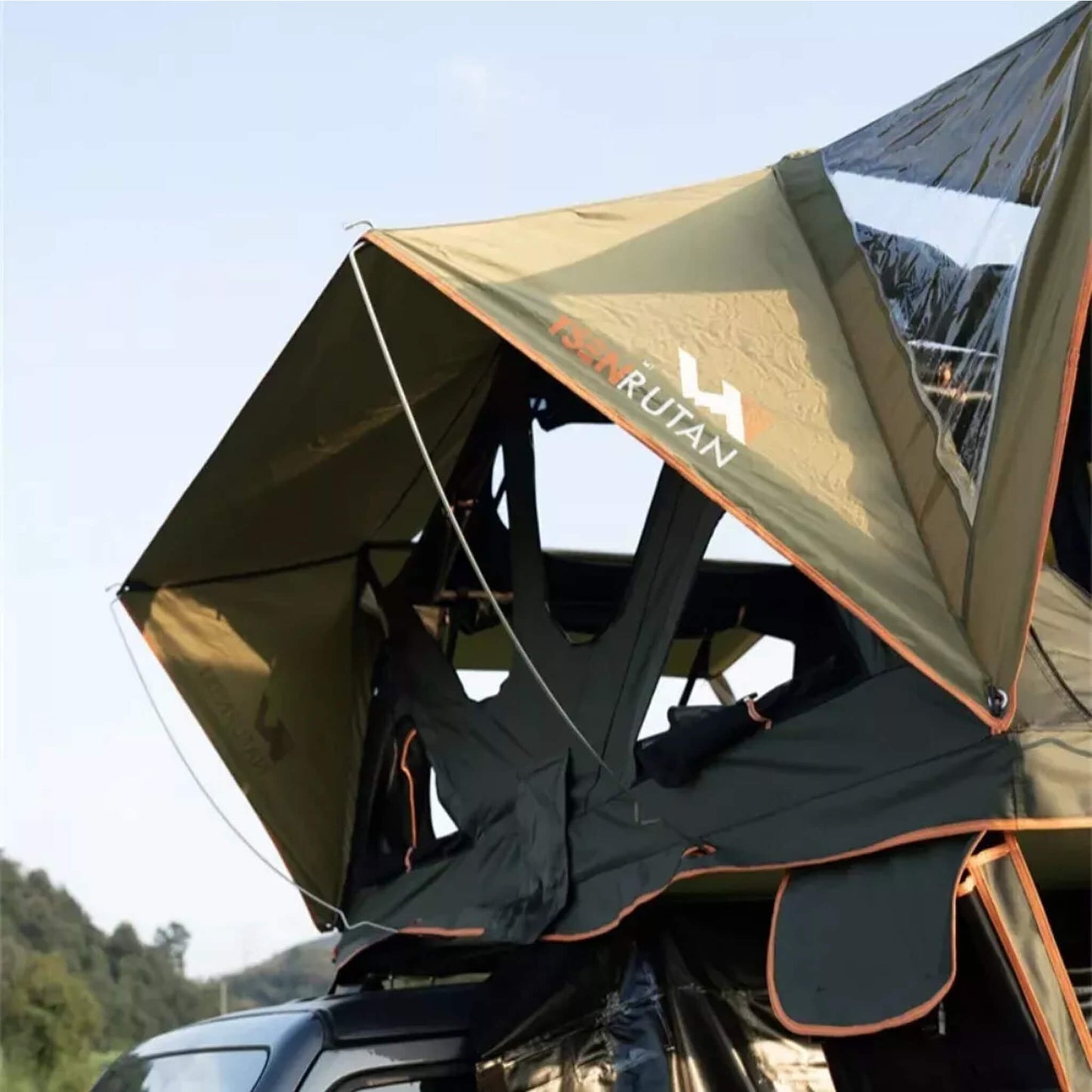 Naturnest Andromeda Green Soft Shell Rooftop Tent With Large Panoramic Skylight & YKK Doors