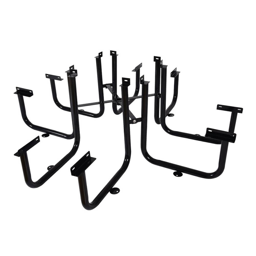 Large 46-Inch Stylish Square Steel Picnic Table W/ Thermoplastic Coating & Umbrella Hole