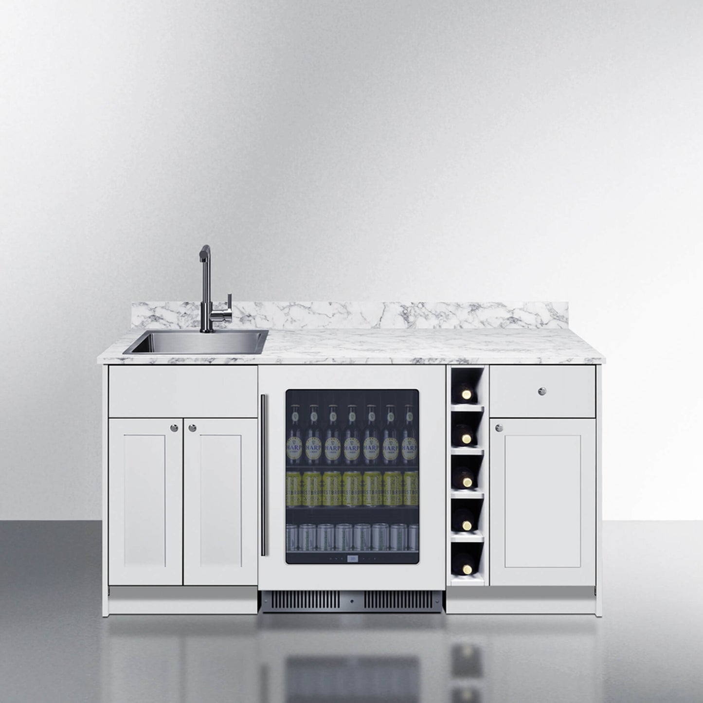 Summit Oasis Wet Bar Kitchenette With Countertop, Beverage Center, And Fully Assembled Cabinetry