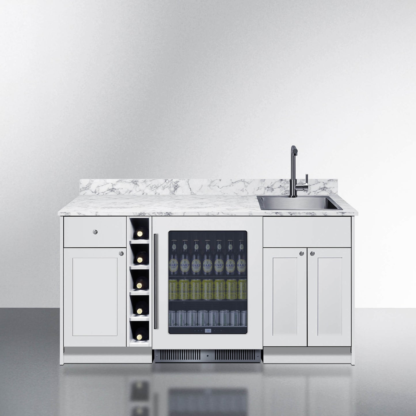 Summit Oasis Wet Bar Kitchenette With Countertop, Beverage Center, And Fully Assembled Cabinetry