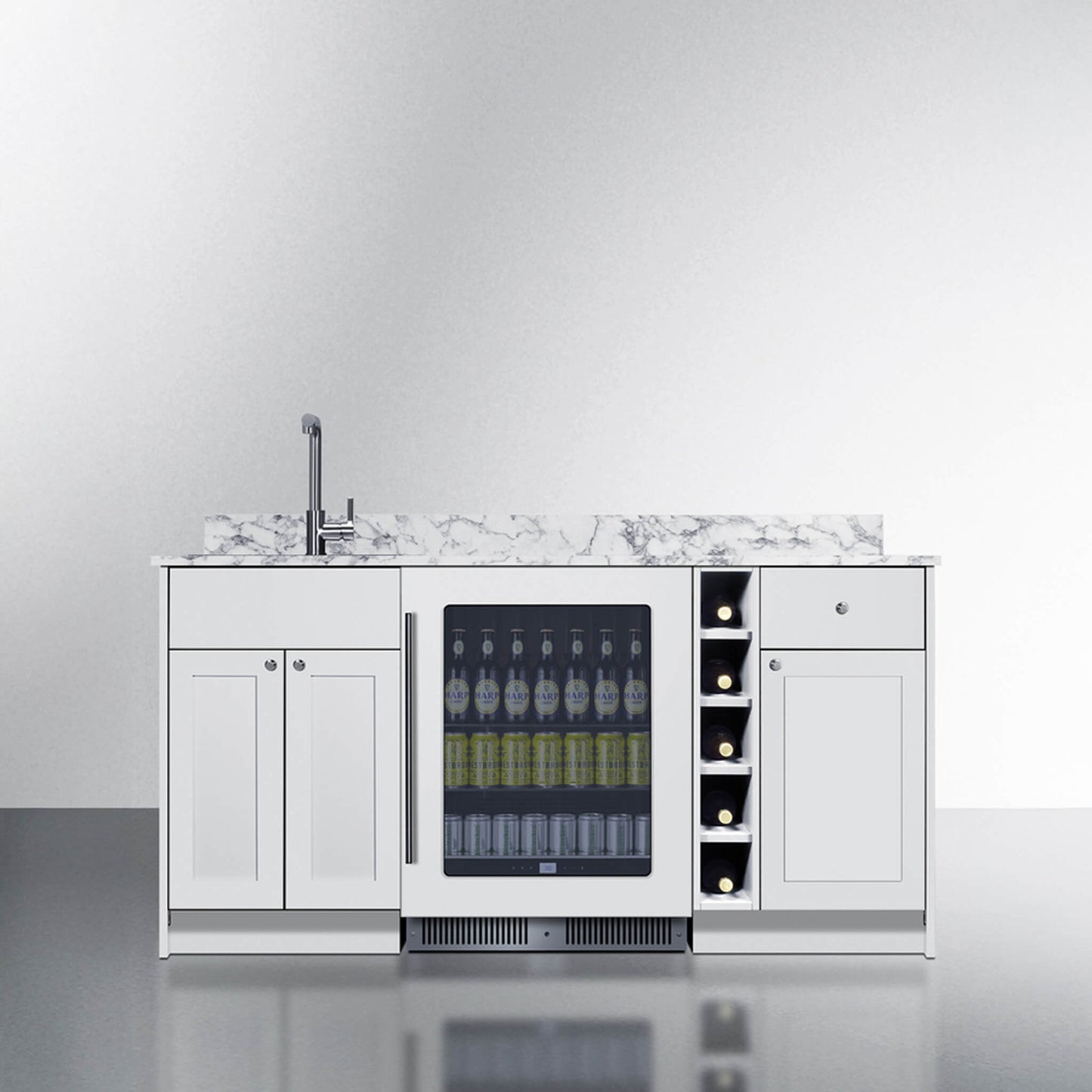 Summit Oasis Wet Bar Kitchenette With Countertop, Beverage Center, And Fully Assembled Cabinetry