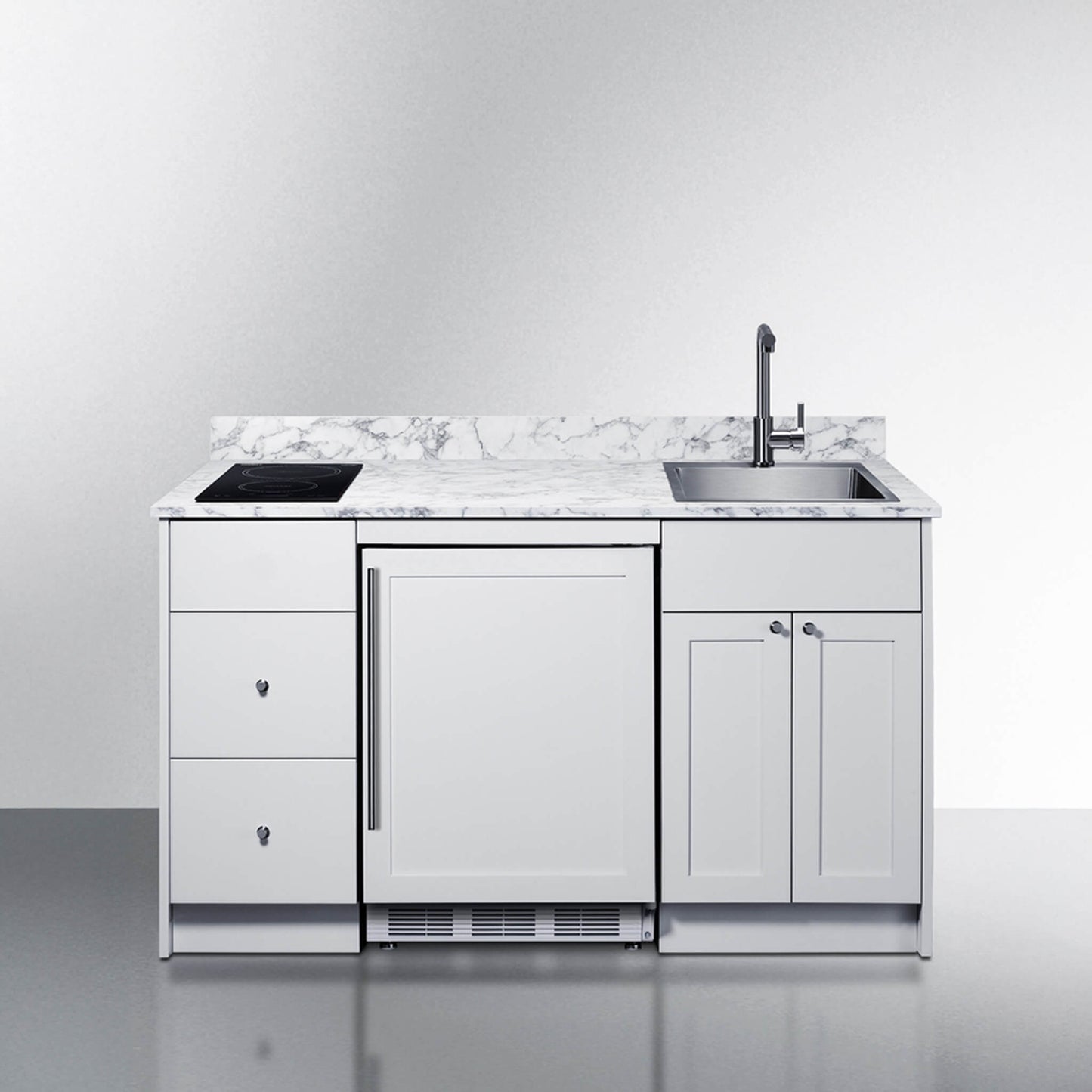 Summit Turnkey Caldera Kitchenette With A Cooktop, Refrigerator-Freezer, Sink, And Pre-Installed Cabinetry