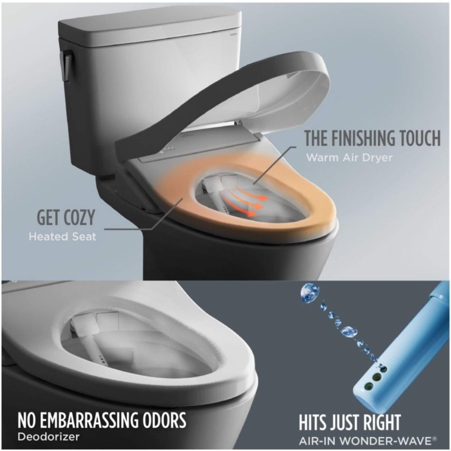 TOTO S7 Washlet Elongated Bidet Toilet Seat With EWater & Manual Classic/Contemporary Lid