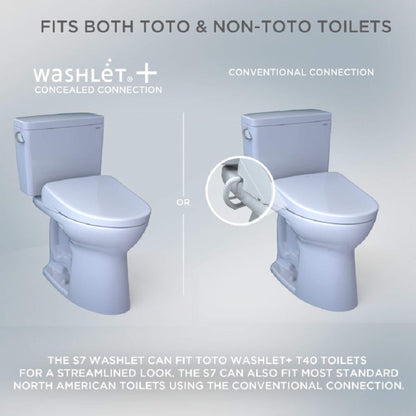 TOTO S7A Washlet Elongated Bidet Toilet Seat with EWater And Auto Open/Close Contemporary Lid