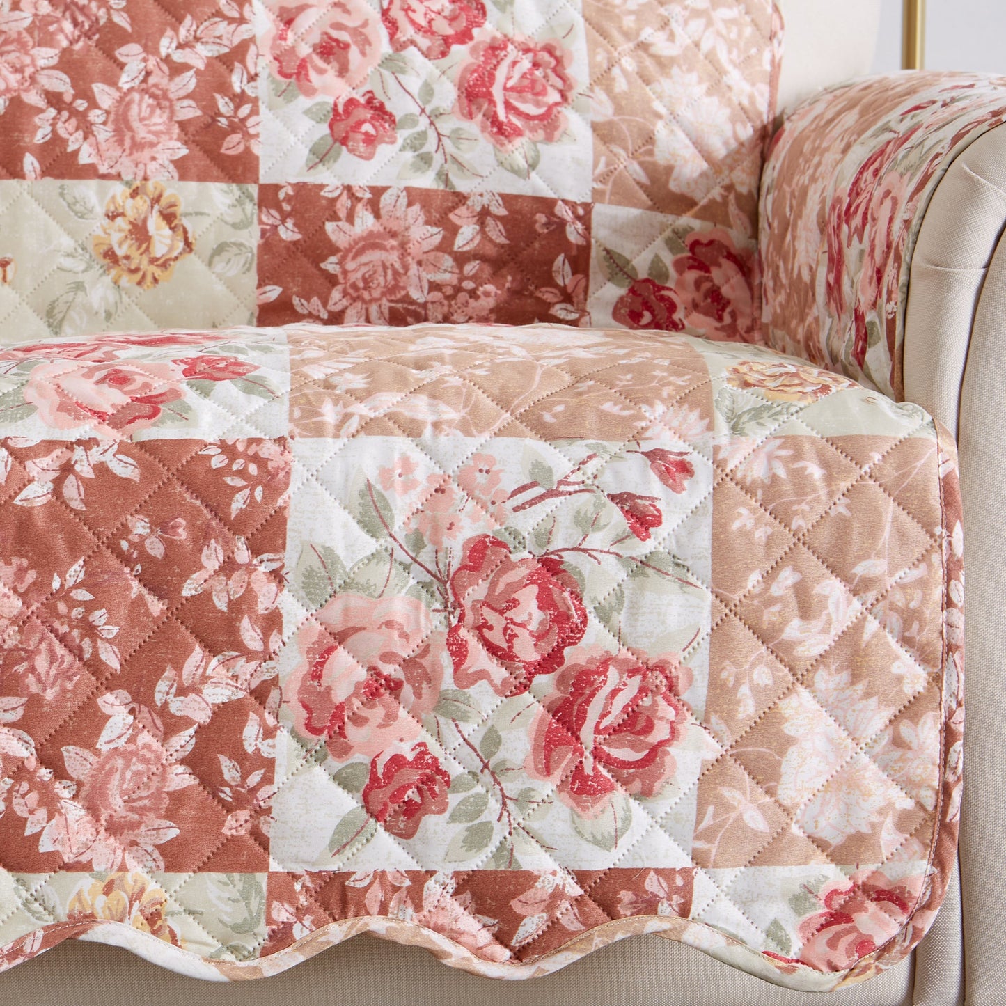 Reversible Floral Patchwork Furniture Protector - Maribel Collection