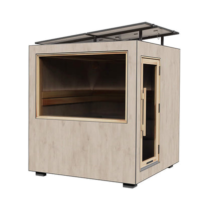ThermaSol Solaris Fully-Assembled Outdoor Sauna Cabin - Solar Panel Battery System