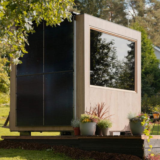 ThermaSol Solaris Fully-Assembled Outdoor Sauna Cabin - Solar Panel Battery System