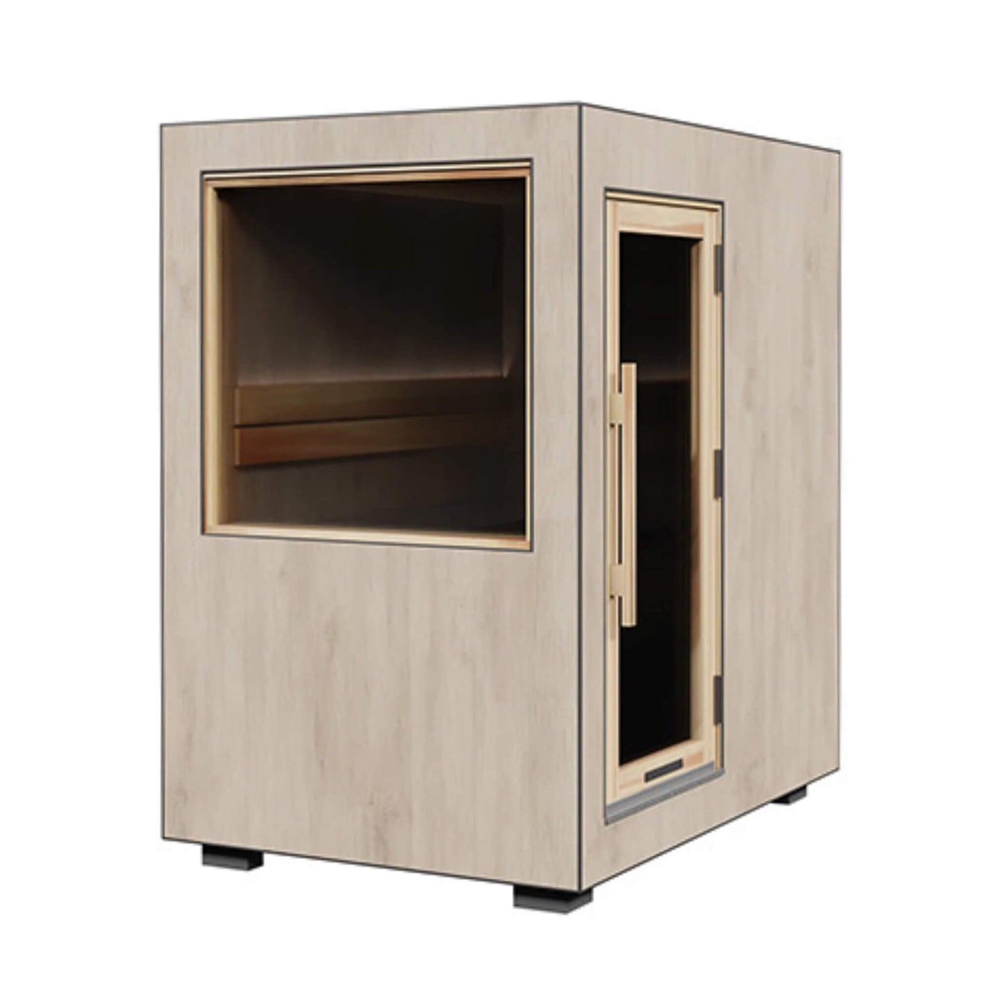 ThermaSol Solaris Fully-Assembled Outdoor Sauna Cabin - Solar Panel Battery System