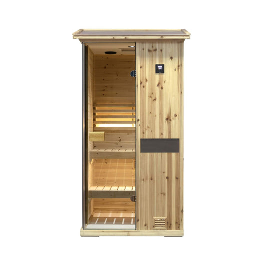 Thermora Nova 1-Person Outdoor Weather-Resistant Traditional Wooden Steam Sauna Room