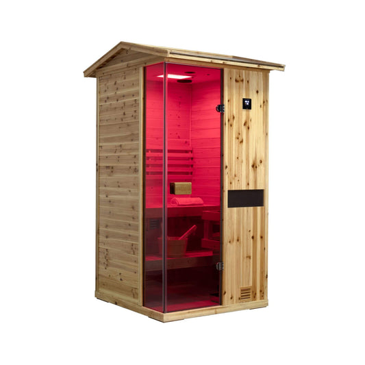 Thermora Nova 1-Person Outdoor Weather-Resistant Traditional Wooden Steam Sauna Room