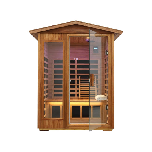 Thermora 2-Person Ultra-Low EMF Mahogany Outdoor Infrared Sauna With Bluetooth Speakers