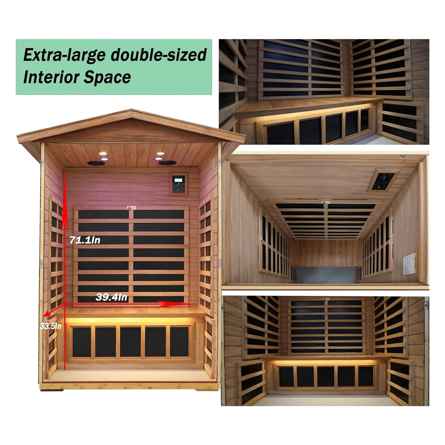 Thermora 2-Person Ultra-Low EMF Mahogany Outdoor Infrared Sauna With Bluetooth Speakers