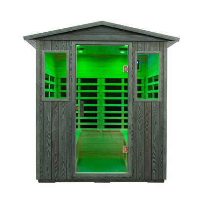 Thermora 4-Person Full-Spectrum Low EMF Carbonized Composite Infrared Sauna Room With Bluetooth Speakers