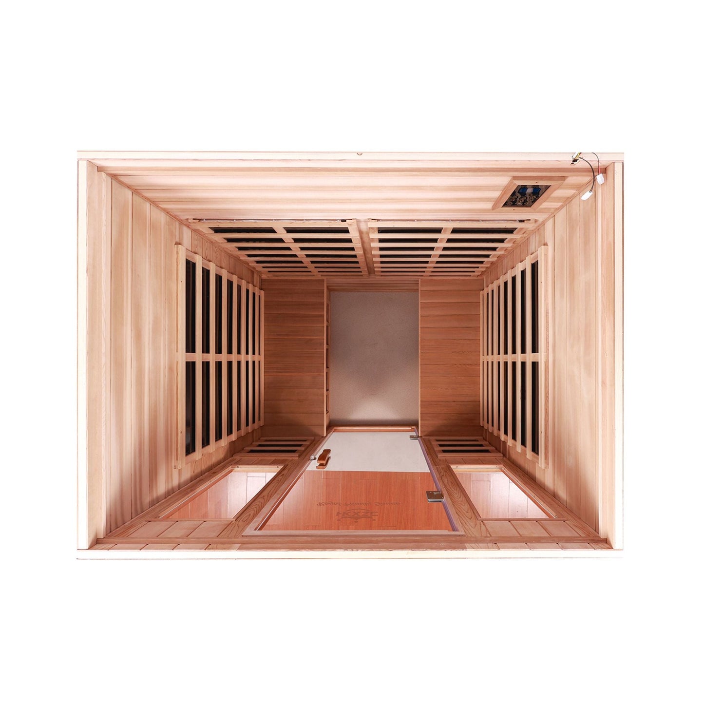 Thermora 4-Person Outdoor Infrared Hemlock Sauna With Tempered Glass Door