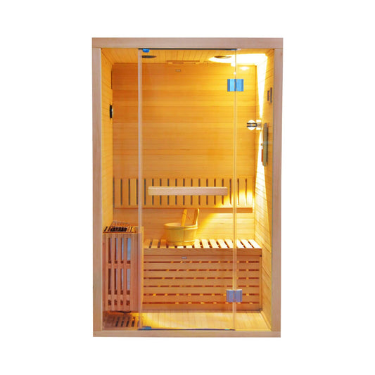 Thermora Alpine Premium 2-Person 3KW Hemlock Wood Sauna with LED Wall Light