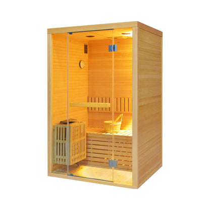 Thermora Alpine Premium 2-Person 3KW Hemlock Wood Sauna with LED Wall Light