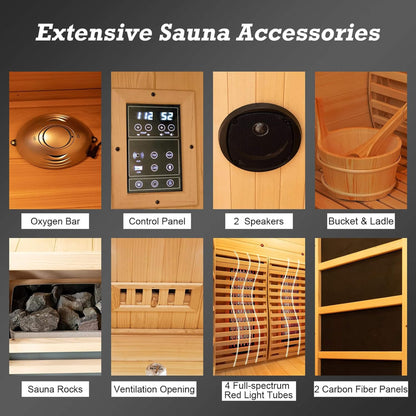Rövia Luma 2-Person Indoor Hybrid Sauna Room With Infrared And 3.5KW Steam Heaters