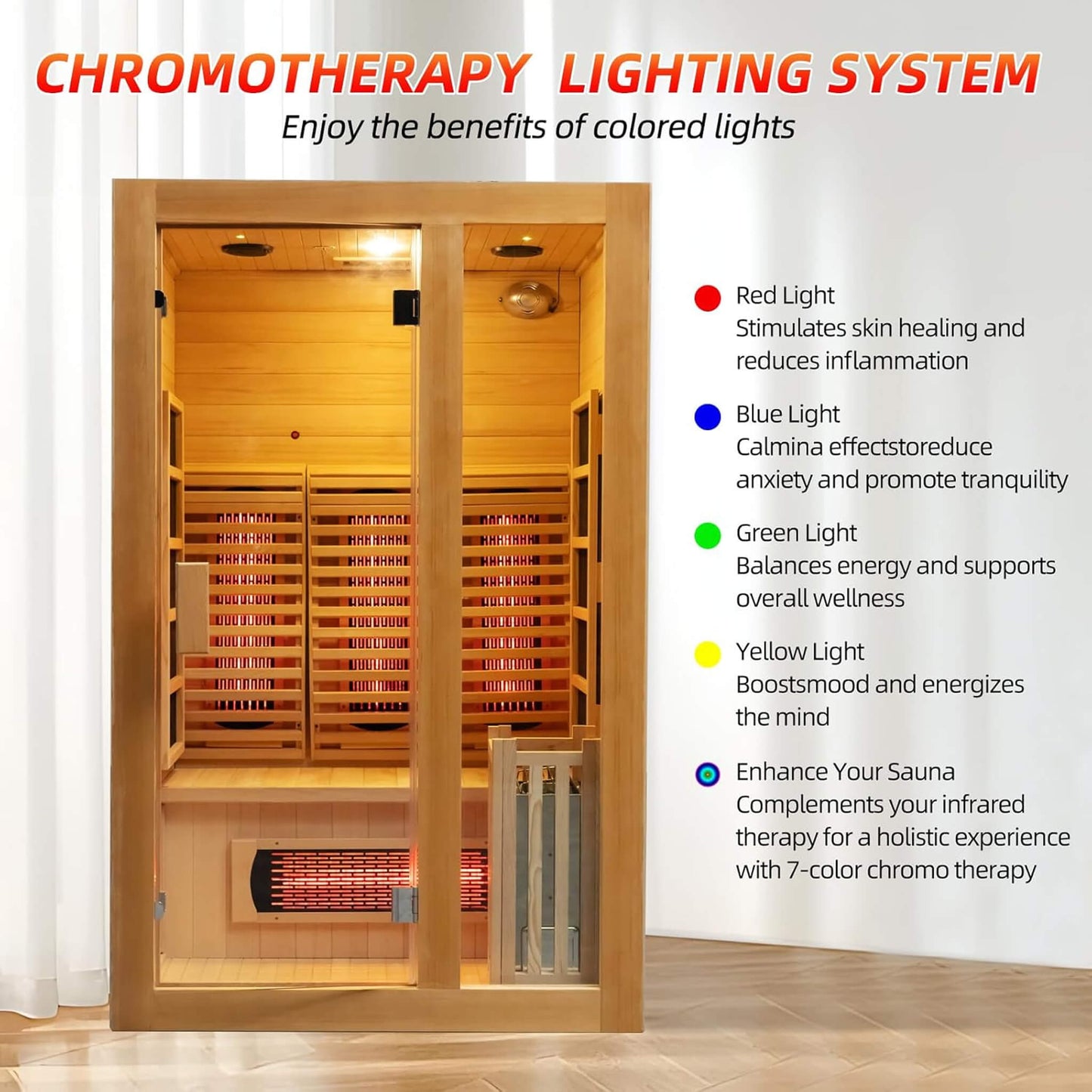 Rövia Luma 2-Person Indoor Hybrid Sauna Room With Infrared And 3.5KW Steam Heaters
