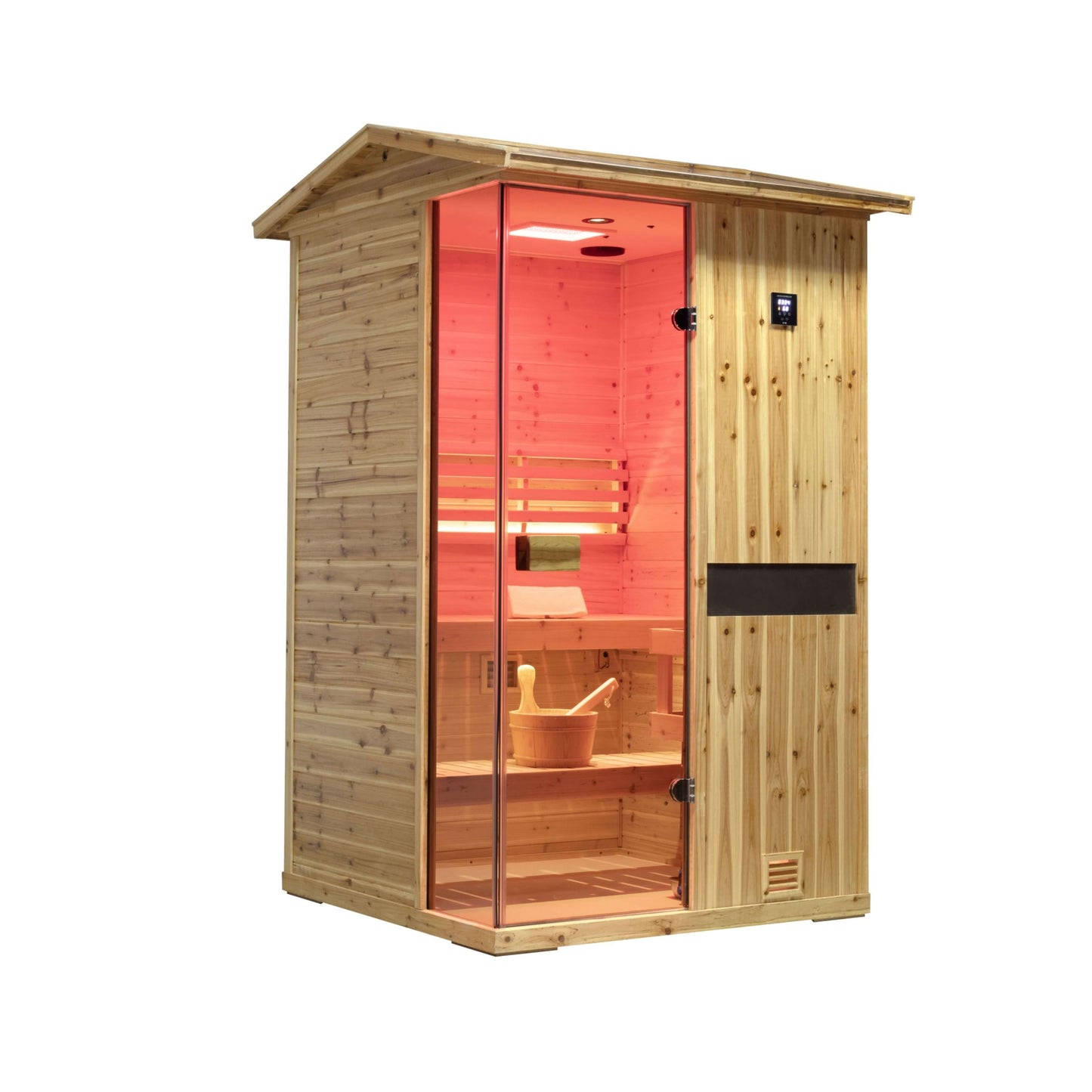 Thermora Arctic Premium 2-Person Outdoor Wooden Steam Sauna Room with Smart Control Panel and Bluetooth Audio