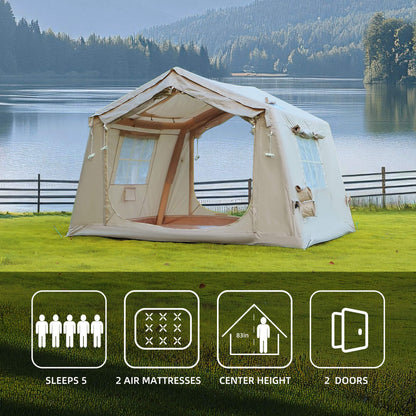Trailora 4-Season Outdoor 4-6 People Inflatable Blow Up Camping Tent With Air Pump