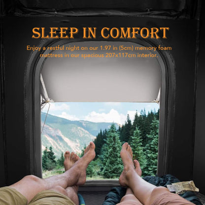 Trailora Premium Lightweight Hard Shell Rooftop Tent With LED Strip And Memory Foam