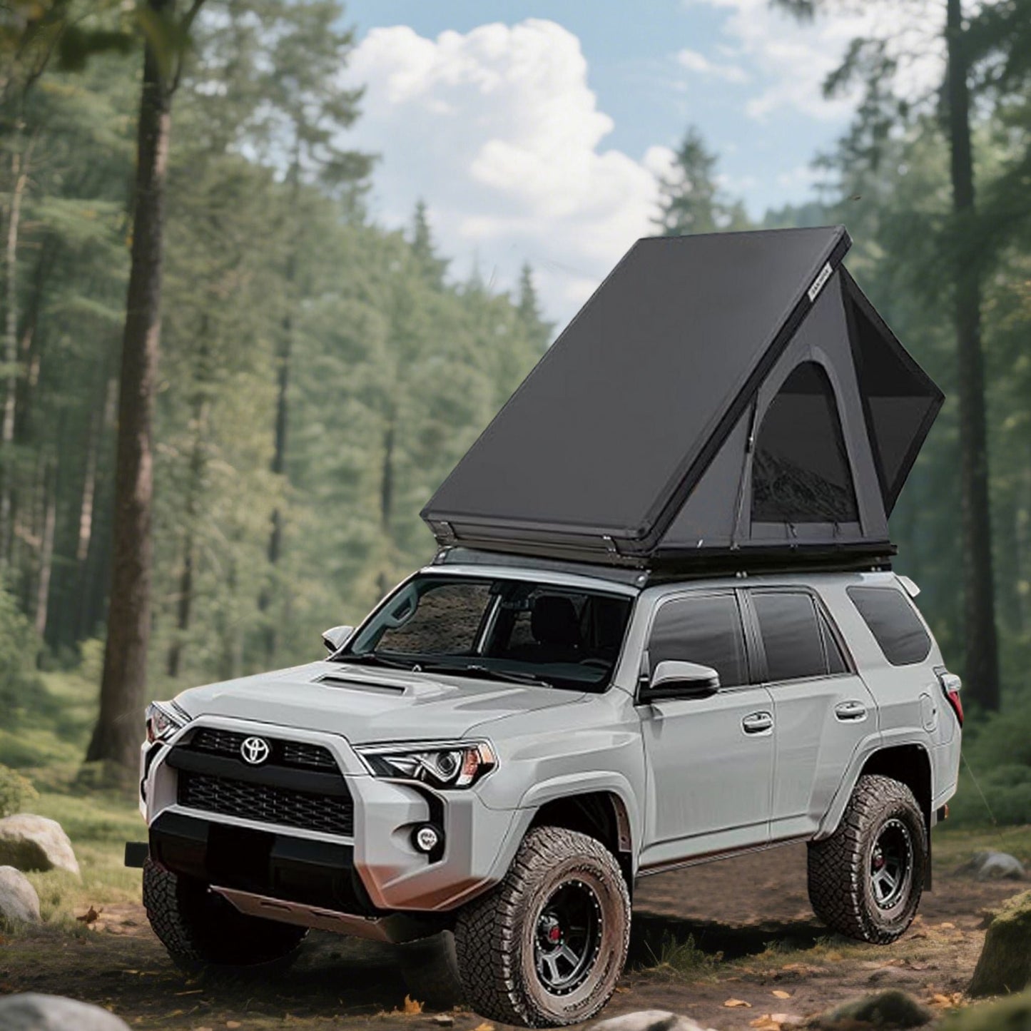 Trailora Premium Lightweight Hard Shell Rooftop Tent With LED Strip And Memory Foam