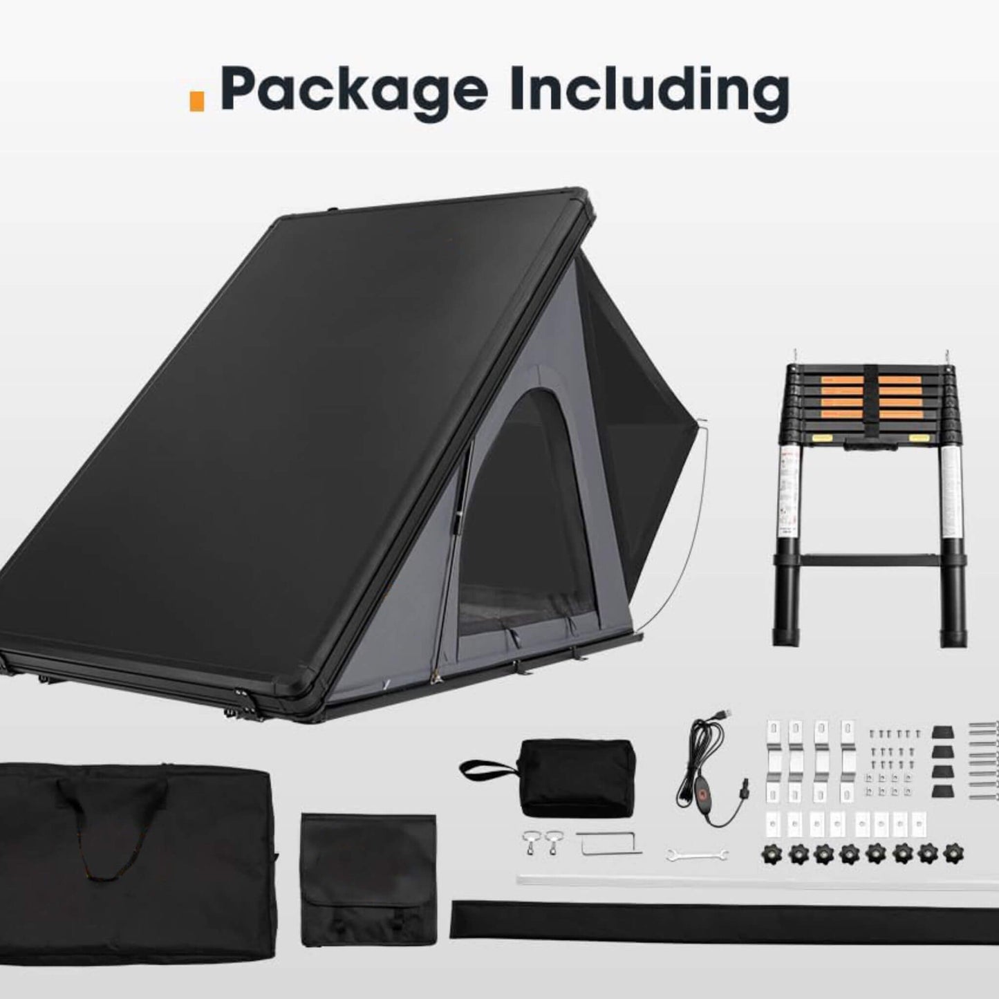 Trailora Premium Lightweight Hard Shell Rooftop Tent With LED Strip And Memory Foam