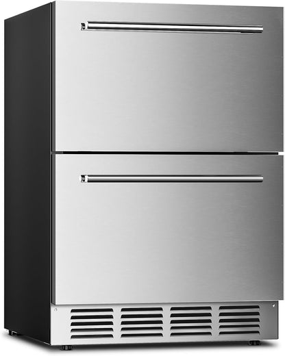 Under Counter Refrigerator, 24 Inch Double Drawer Beverage Fridge F58145