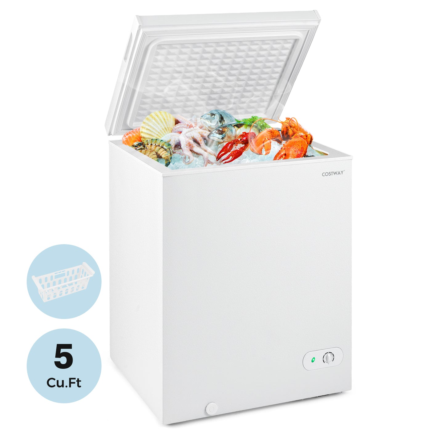 5 CU. FT. - 141 L Compact Chest Freezer with 7-Gear Adjustable Temperature